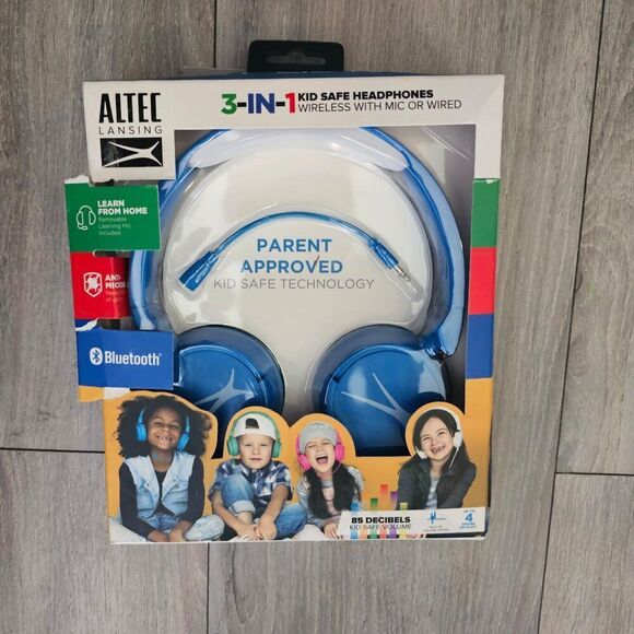 Altec Lansing Kid's Blue 3-in-1 Bluetooth Or Corded Over the Ear Headphones - Picture 6 of 10